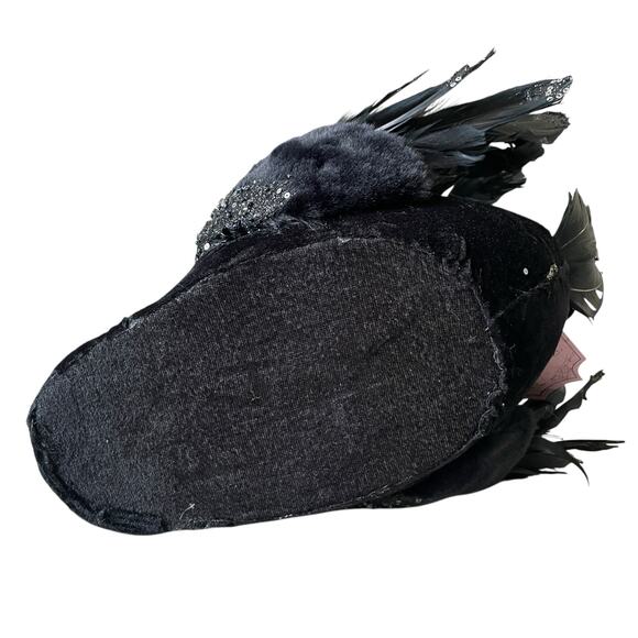 Bella Lux 14" Black Swan Figurine With Feathers & Sequins Chic Halloween Decor - Picture 10 of 16